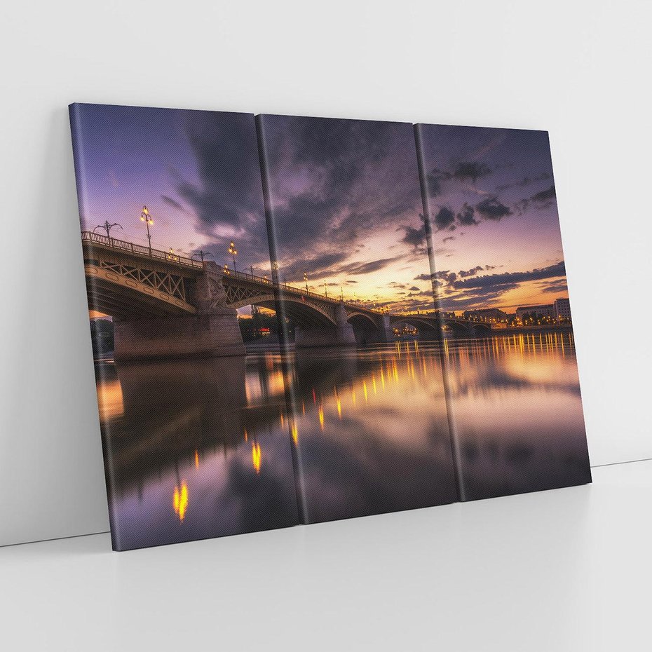 Obraz na płótnie 120x80 - Most nocą - Miasto nad rzeką - most, noc