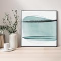 Obraz w ramie 50x50 - Turkusowy Świat - minimlizm, abstrakcja - rama czarna