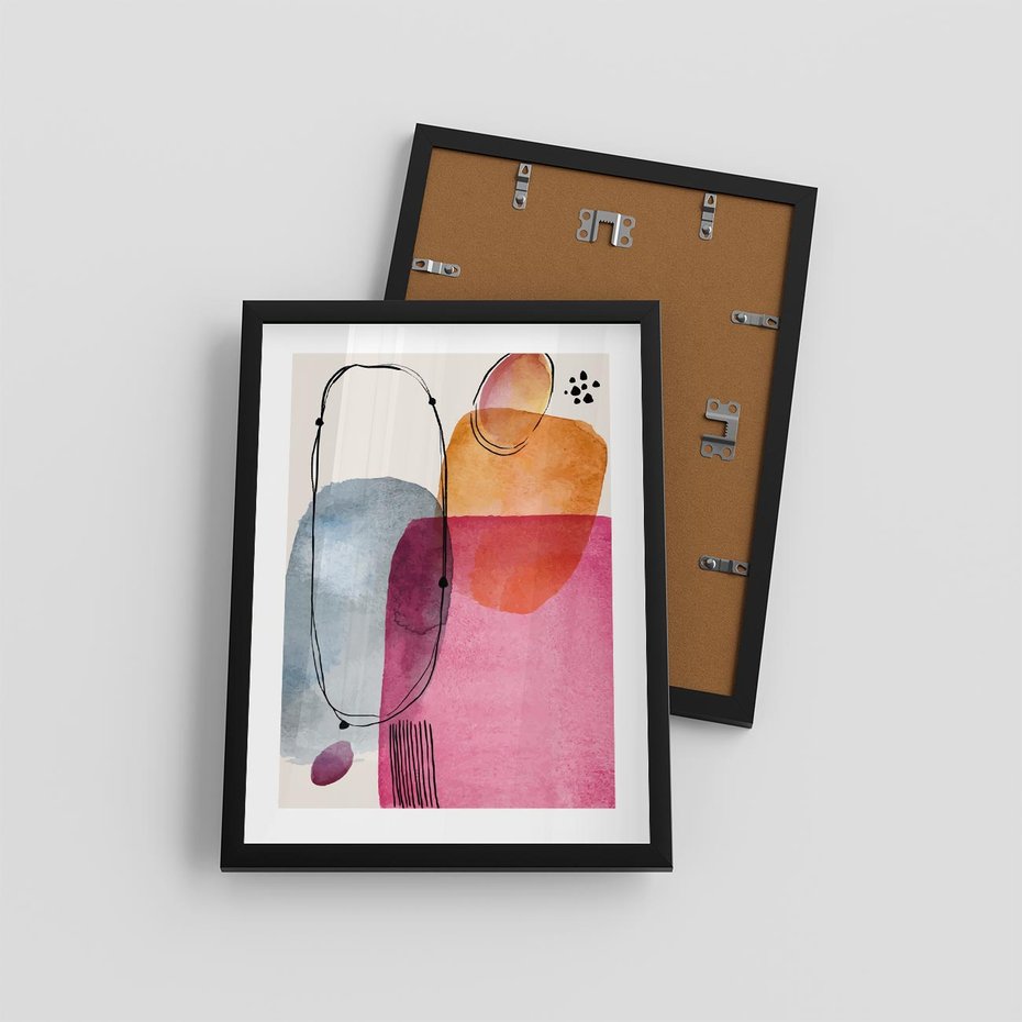 Plakat w ramie 30x40 - Kolorowe Pastelowe Spektrum - kolorowe pastelowe plamy, rozmyte żywe kolory - rama czarna