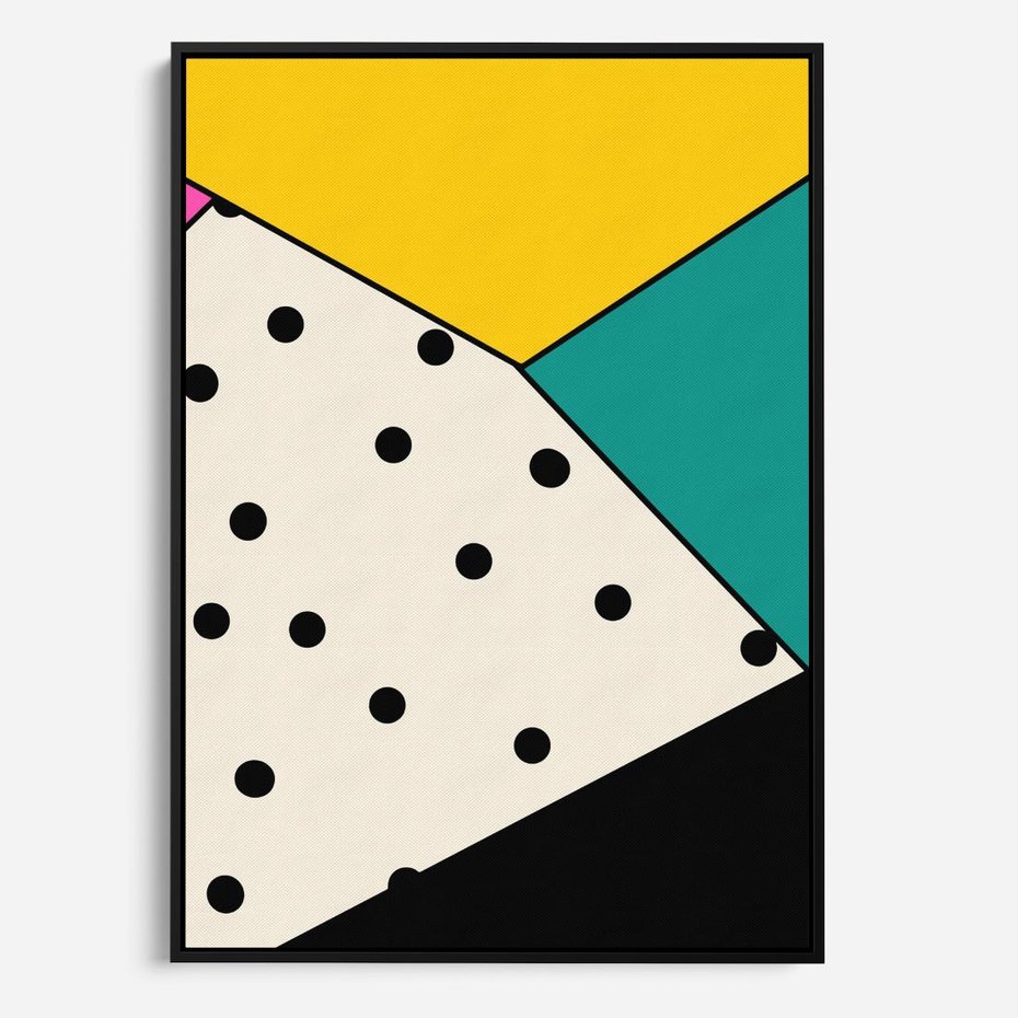 Obraz w ramie 70x100 - Wesołe Geometryczne Kształty - geometryczne kształty, abstrakcja - rama czarna