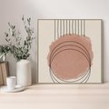 Obraz w ramie 80x80 - Migotliwe Kontury - akwarelowa plama, geometryczne szkicowane kształty - rama drewno