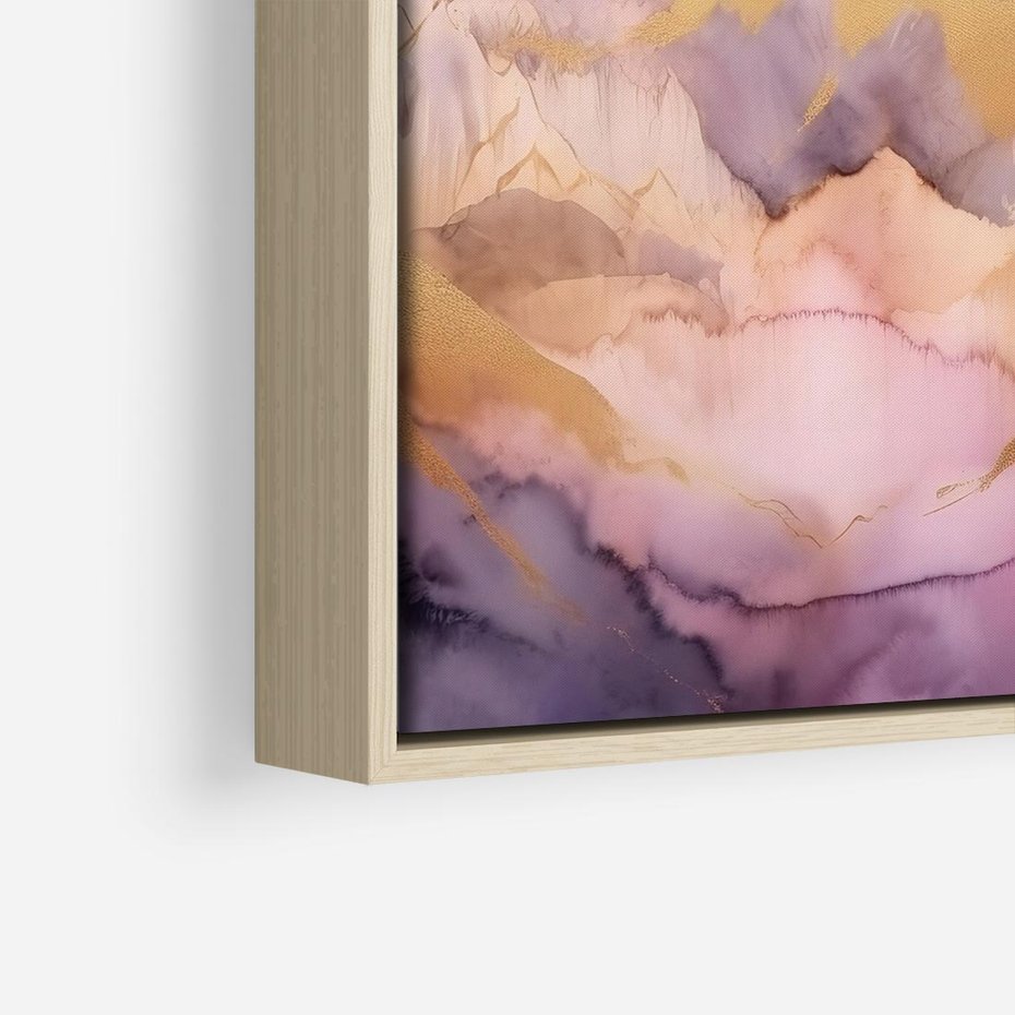 Obraz w ramie 80x80 - Pastelowe Wzgórza - pastelowe, różowe góry - rama drewno