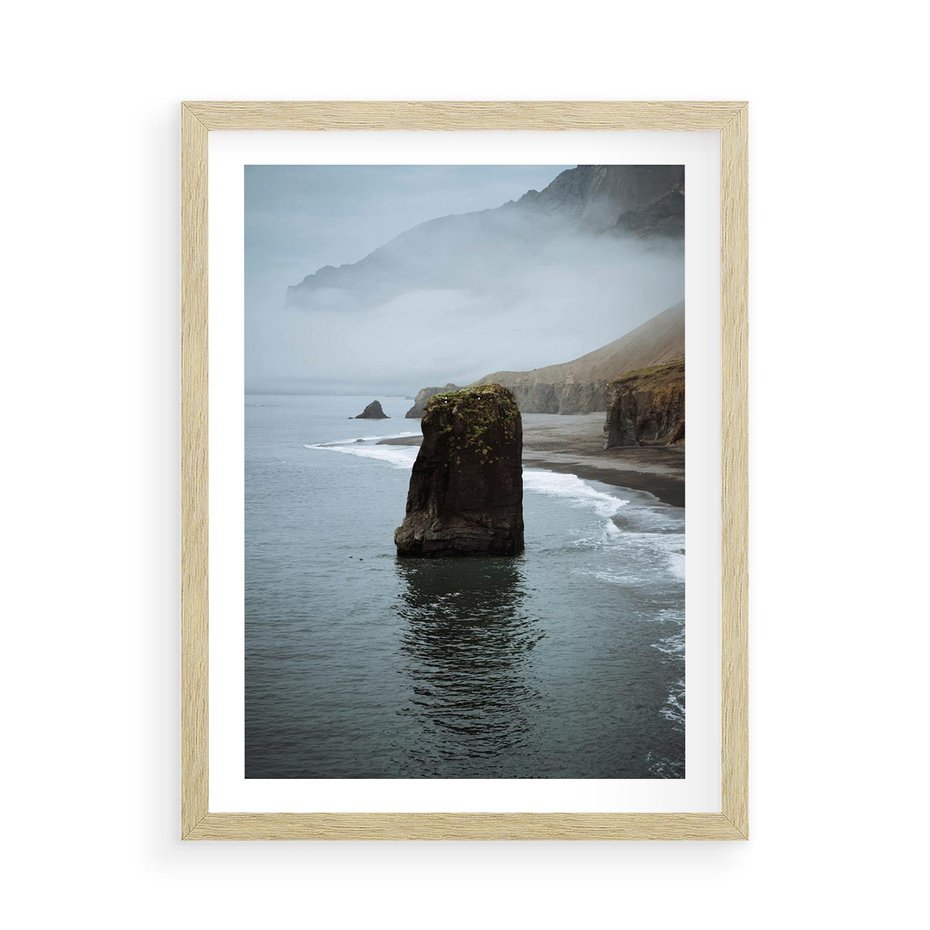 Plakat w ramie 50x70 - Mistyczna Aura - morze, mgła - rama drewno