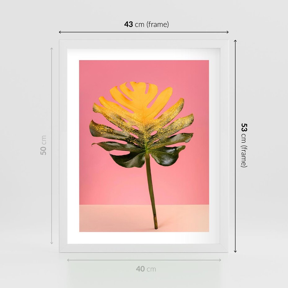 Plakat w ramie 40x50 - Majestatyczna monstera - monstera, liść - rama biała
