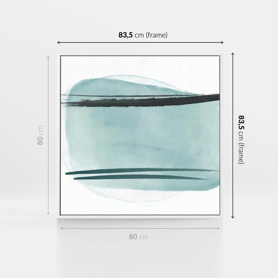 Obraz w ramie 80x80 - Turkusowy Świat - minimlizm, abstrakcja - rama biała