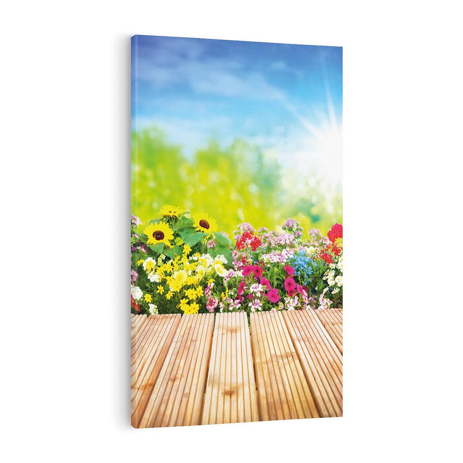 Obraz na płótnie 80x120 - Energiczny ogród - kwiaty, ogród