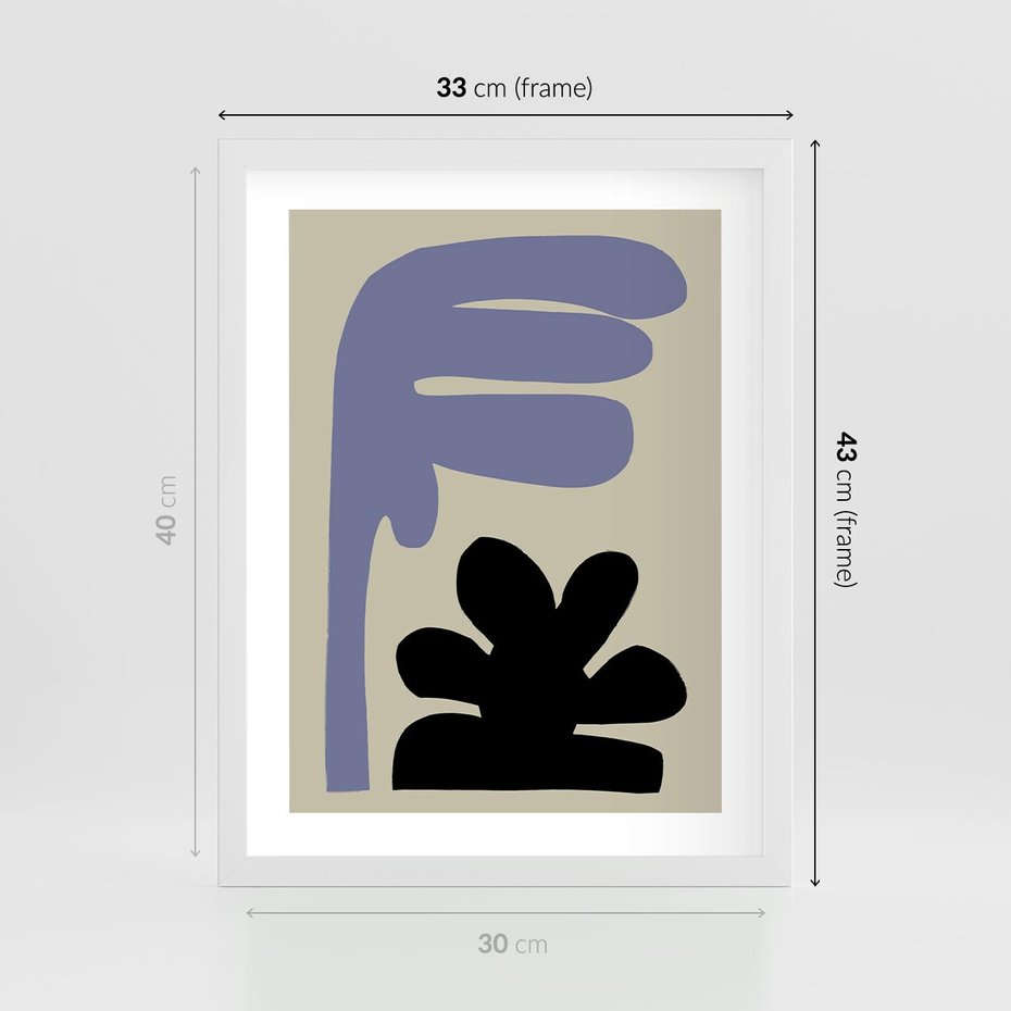 Plakat w ramie 30x40 - Abstrakcyjne Interakcje Form - minimalizm, boho plakat - rama biała