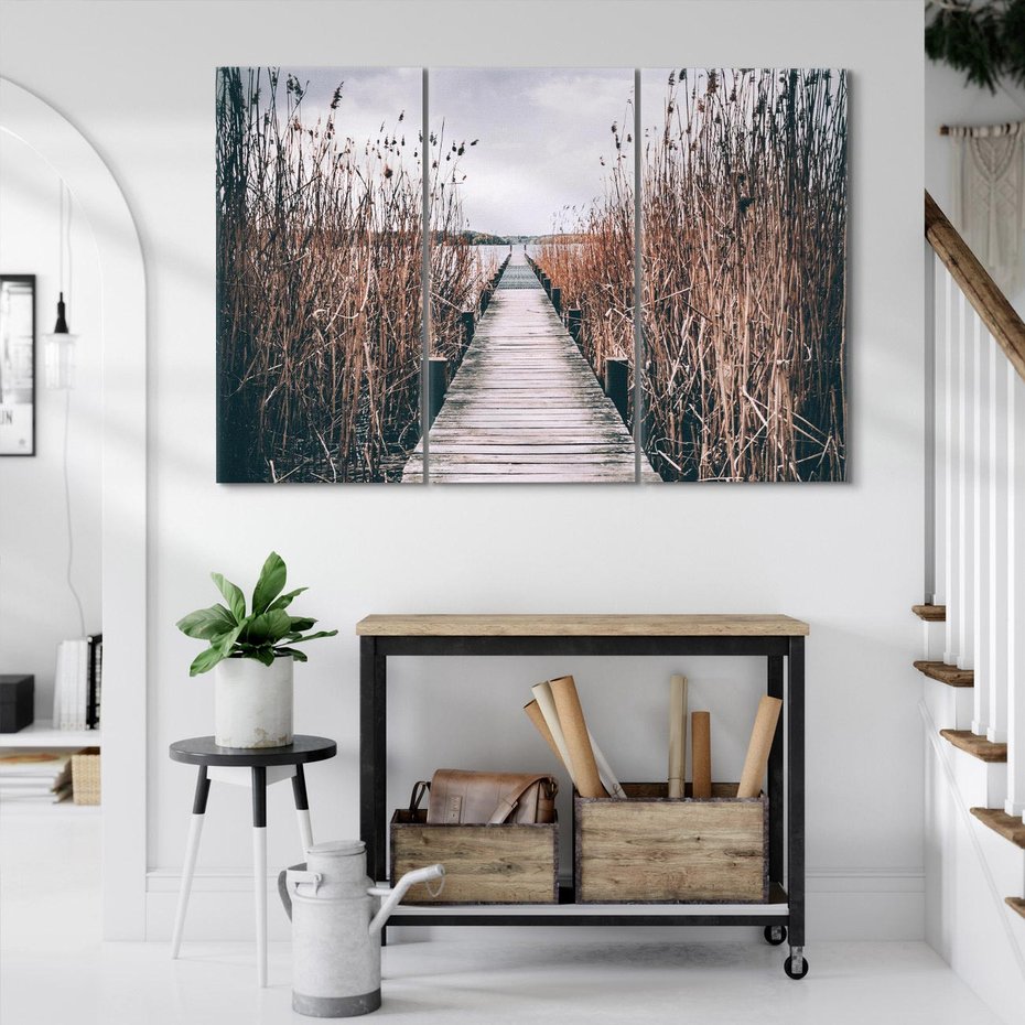 Obraz na płótnie 120x80 - Mglisty krajobraz - pomost, morze