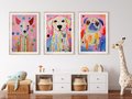 Zestaw obrazy w ramie 30x40 galeria - dla, dzieci, pieski, akwarela - rama drewno