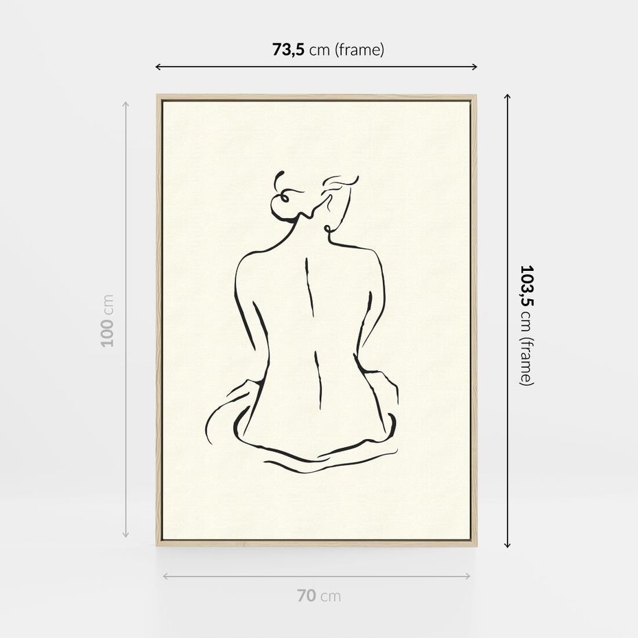 Obraz w ramie 70x100 - Migotliwa Symfonia - kobieta akt, minimalizm - rama drewno