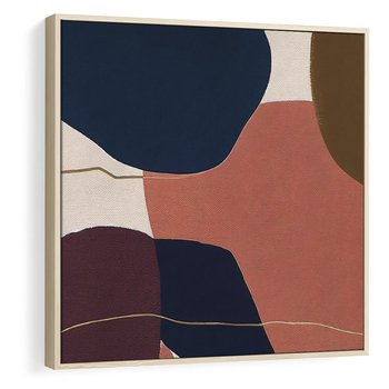 Obraz w ramie 50x50 - Abstrakt Marsala - nieregularne plamy, kształty - rama drewno