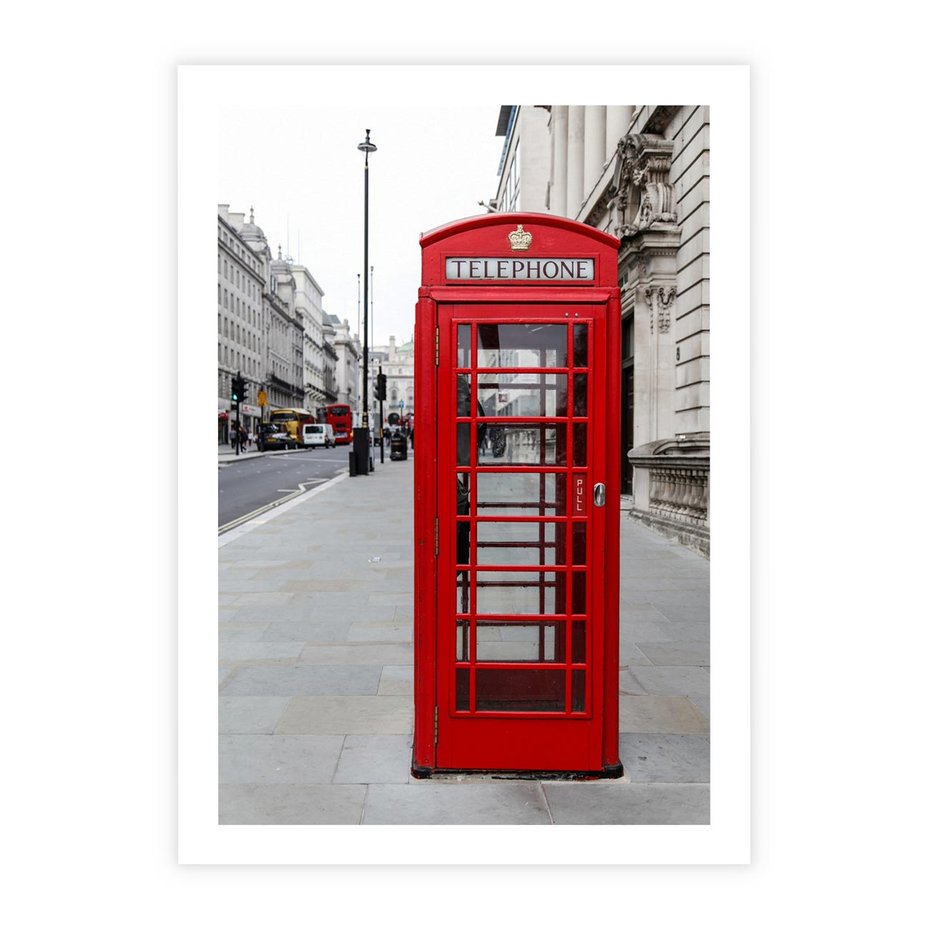 Plakat bez ramy 21x30 - Londyńska budka w perspektywie - budka, Londyn