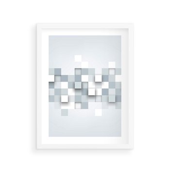 Plakat w ramie 40x50 - Trójwymiarowe formy geometryczne - geometria, 3D - rama biała