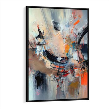 Obraz w ramie 50x70 - Kontrapunkty zatajonych uczuć - dynamiczna abstrakcja, bałagan na płótnie - rama czarna