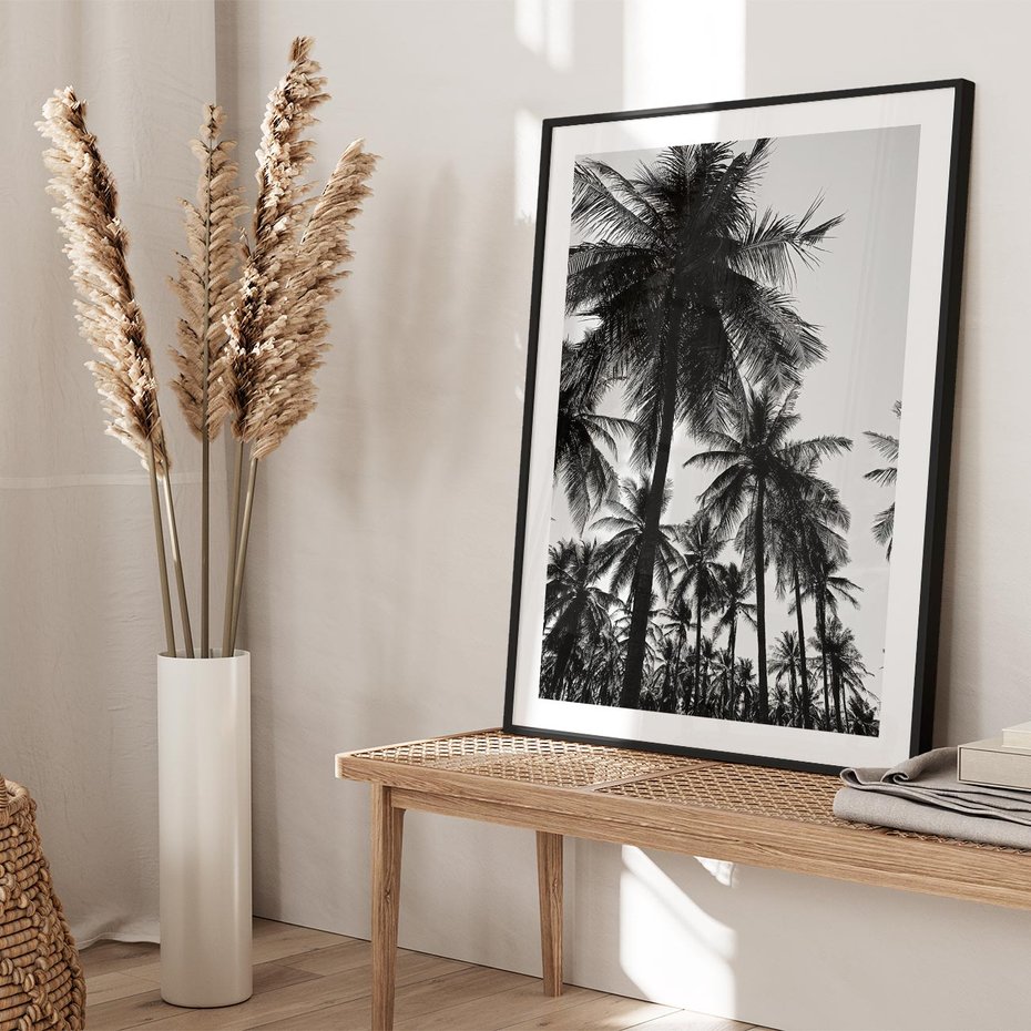 Plakat bez ramy 21x30 - Mono Tropiki - palmy, drzewa palmowe