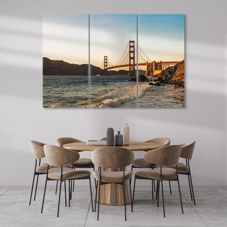 Obraz na płótnie 120x80 - Statek na morzu - Golden Gate, most