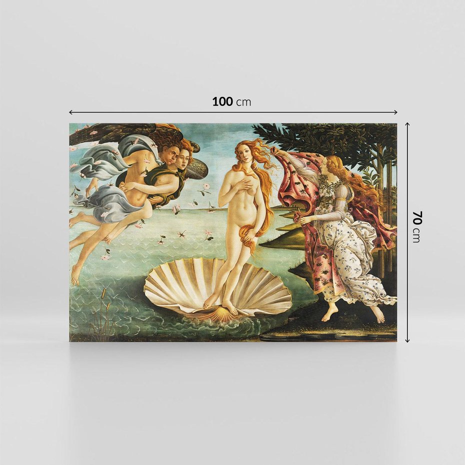 Obraz na płótnie 100x70 - "Narodziny Wenus" (1485), Sandro Botticelli - Reprodukcja - reprodukcja, obraz na płótnie