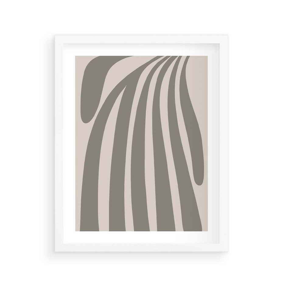 Plakat w ramie 40x50 - Beżowa Delikatność - nowoczesna sztuka, plakat modern - rama biała