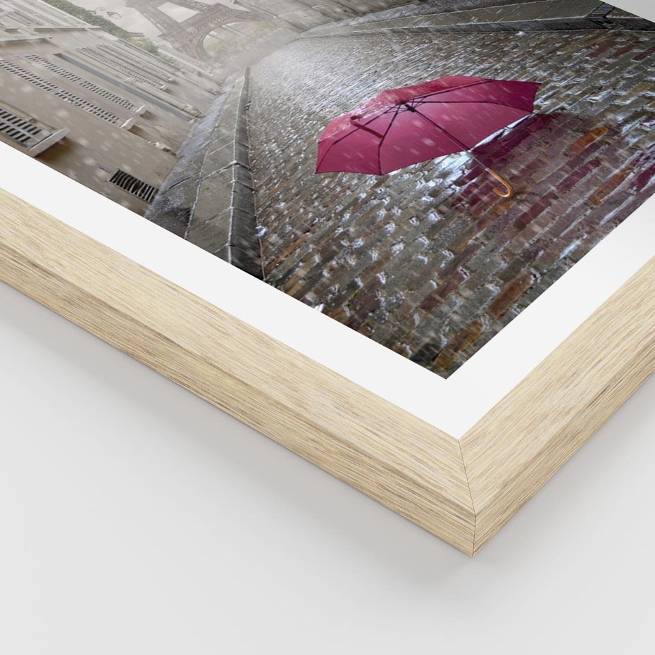 Plakat w ramie 30x40 - Francuska elegancja pod parasolem - Francja, parasol - rama drewno