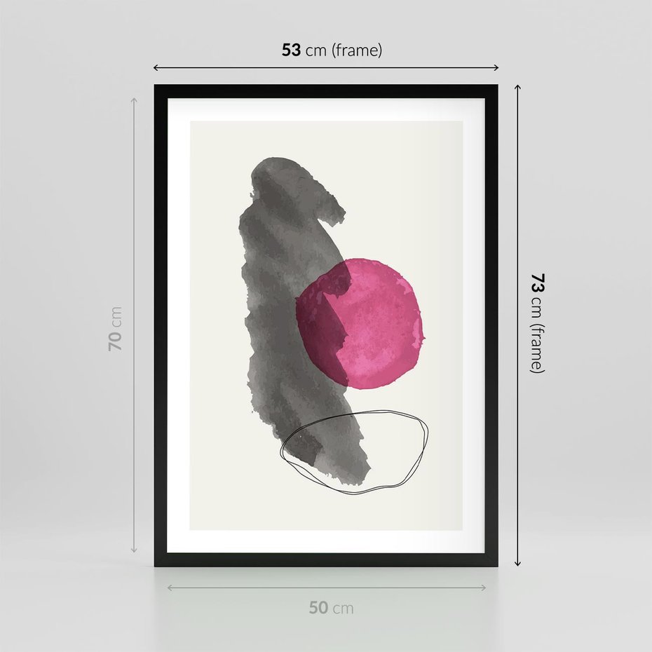 Plakat w ramie 50x70 - Bezczasowe Rytmy - abstrakcyjne nieregularne plamy, czarny - rama czarna