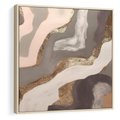 Obraz w ramie 50x50 - Płynne Fale - abstrakcja, neutralne kolory - rama drewno