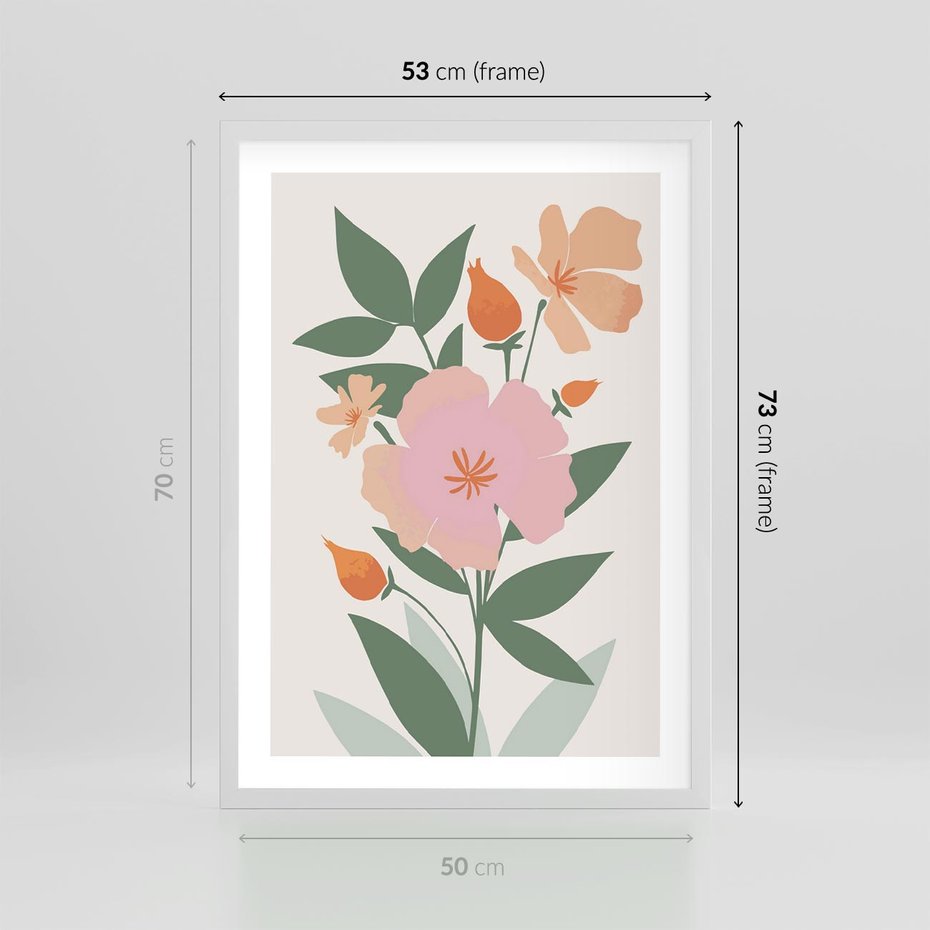 Plakat w ramie 50x70 - Kwiatowe Nastroje - kwiat, sztuka nowoczesna - rama biała