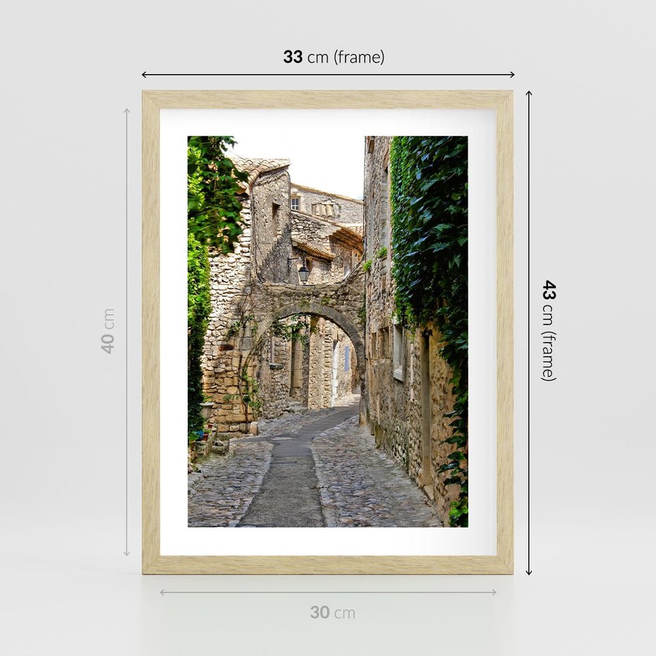 Plakat w ramie 30x40 - Urokliwa perspektywa uliczki - uliczka, perspektywa - rama drewno