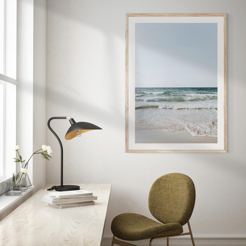 Plakat w ramie 30x40 - Spokój nad Brzegiem - plaża, morze - rama drewno