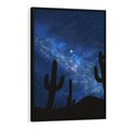 Obraz w ramie 70x100 - Nocne Tajemnice Pustyni - gwieździsta noc, granatowe niebo - rama czarna