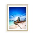 Plakat w ramie 40x50 - Morze na Łodzi - morze, łódź - rama drewno