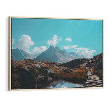 Obraz w ramie 70x50 - Inspirujący Pejzaż - ścieżka, górska - rama drewno