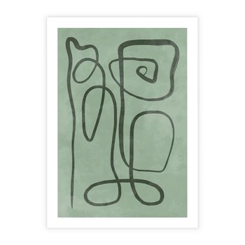 Plakat bez ramy 40x50 - Zielone Wariacje w Liniach - abstrakcyjne zielone linie, skandynawski design