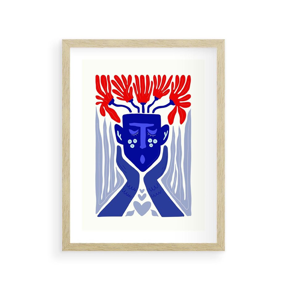 Plakat w ramie 30x40 - Nowoczesne Wcielenie Boho - etniczna maska, boho styl - rama drewno