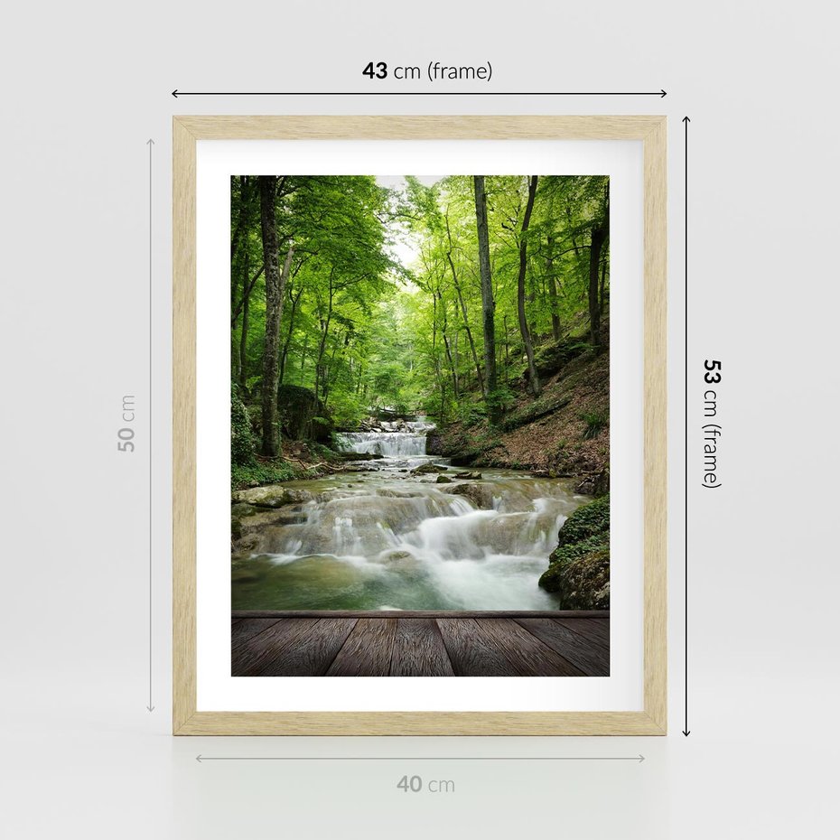 Plakat w ramie 40x50 - Plączący się strumień - rzeka, strumień - rama drewno