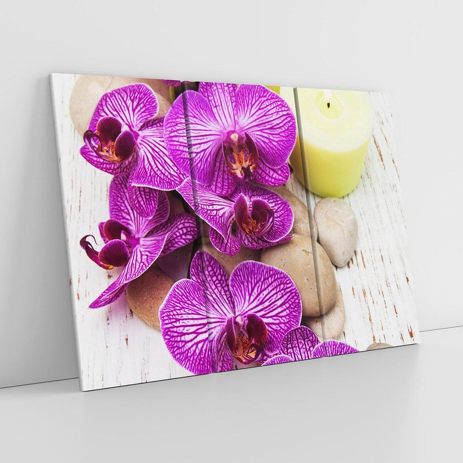 Obraz na płótnie 120x80 - Relaksujące spa w otoczeniu orchidei - spa, świece