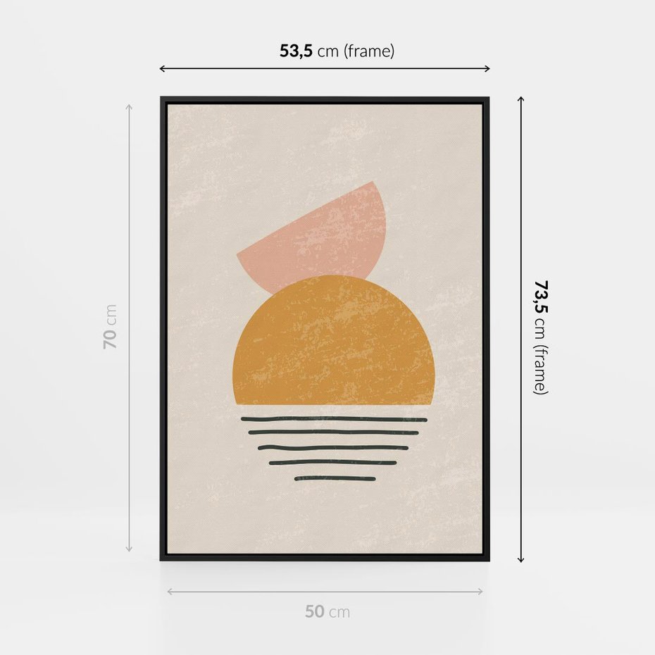 Obraz w ramie 50x70 - Krótka Forma - abstrakcyjna sztuka, boho kształty - rama czarna