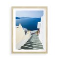 Plakat w ramie 50x70 - Malowniczy urok wyspy - Santorini, schodki - rama drewno