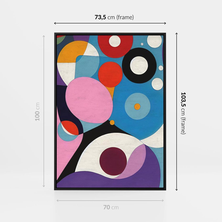 Obraz w ramie 70x100 - Kolorowe Ulotności - abstrakcyjny obraz olejny, żywe kolory - rama czarna
