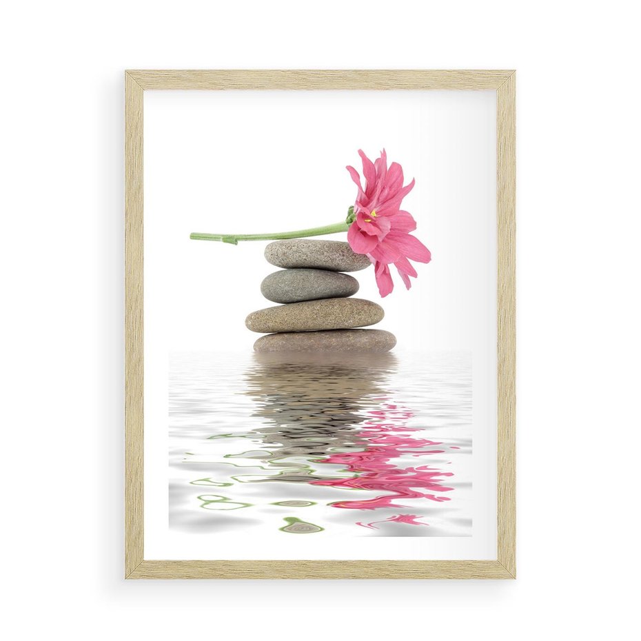 Plakat w ramie 50x70 - Kwiatowe japońskie spa - japońskie, spa - rama drewno