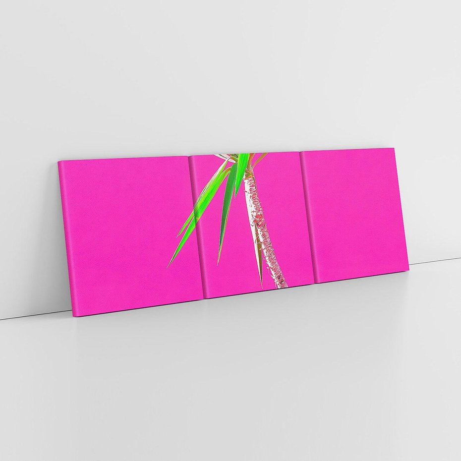 Obraz na płótnie 150x50 - Retro Stylizacja - palma, liście