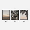 Zestaw obrazy w ramie 50x70 galeria - Palmy, plaża, zachód, słońca - rama czarna