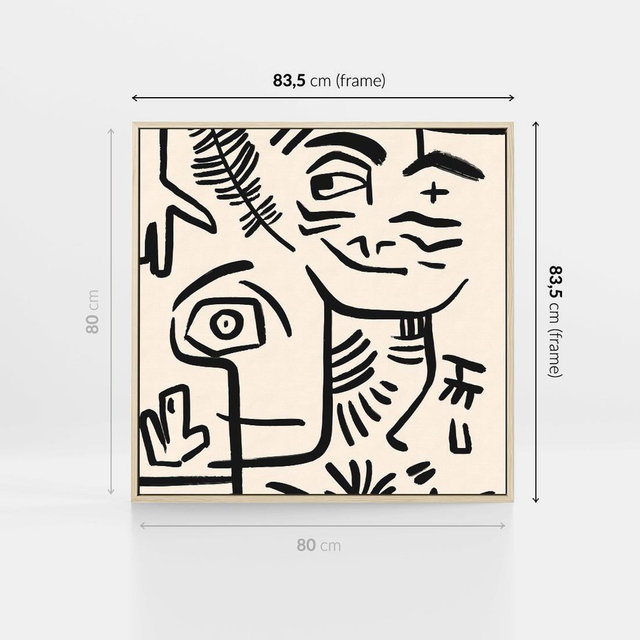 Obraz w ramie 80x80 - Ekspresyjne Odbicia Współczesności - abstrakcyjna grafika, minimalizm - rama drewno