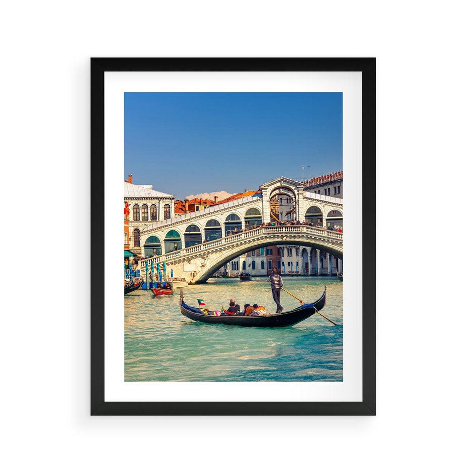 Plakat w ramie 40x50 - Romantyczna przejażdżka gondolą w Wenecji - Wenecja, gondola - rama czarna