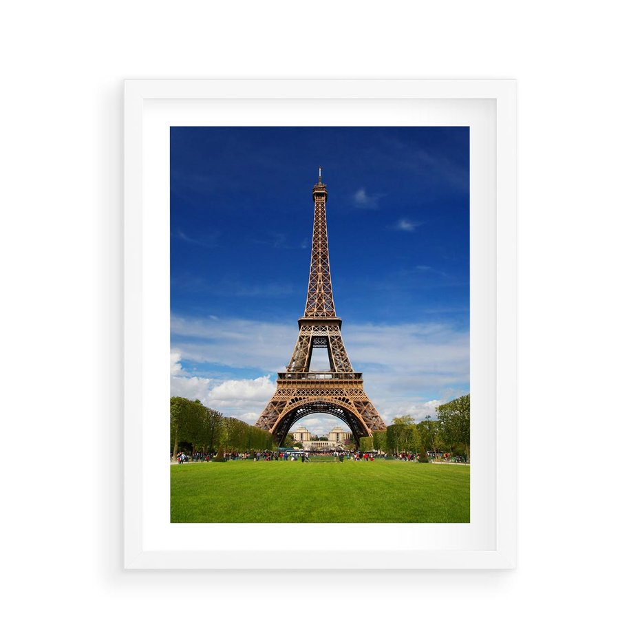 Plakat w ramie 40x50 - Eiffla: symbole Paryża - Eiffla, Paryż - rama biała