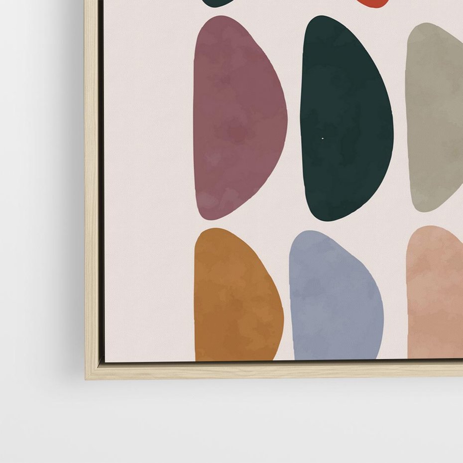 Obraz w ramie 80x80 - Granice Boho - abstrakcyjny obraz, geometryczna kompozycja - rama drewno