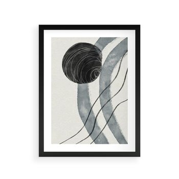 Plakat w ramie 40x50 - Abstrakcyjne Kształty w Szarościach - abstrakcja, akwarelowe plamy - rama czarna