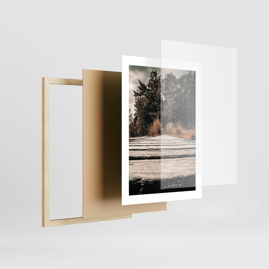 Plakat w ramie 30x40 - Fotografia w Ciepłych Barwach - odcienie brązu, fotografia - rama drewno