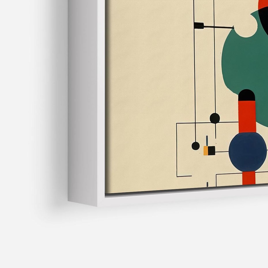 Obraz w ramie 80x80 - Migocące Impresje Odniesień - abstrakcyjna geometryczna kompozycja, koła linie - rama biała