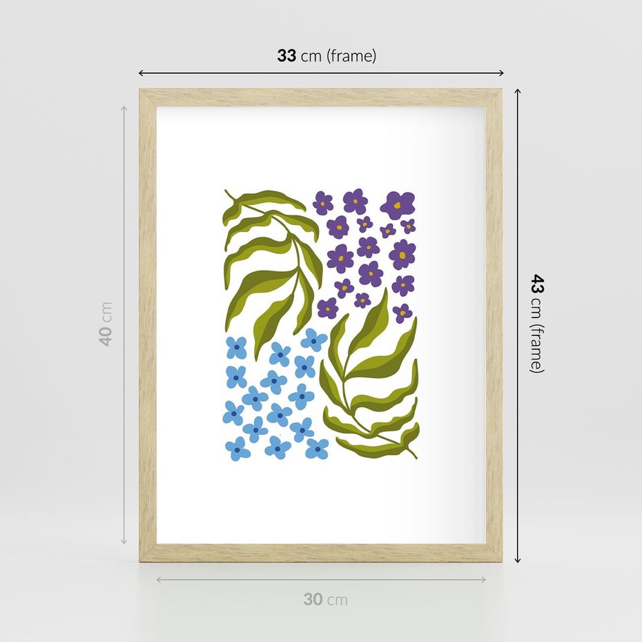 Plakat w ramie 30x40 - Księga Kształtów Bez Granic - kwiaty, sztuka nowoczesna - rama drewno