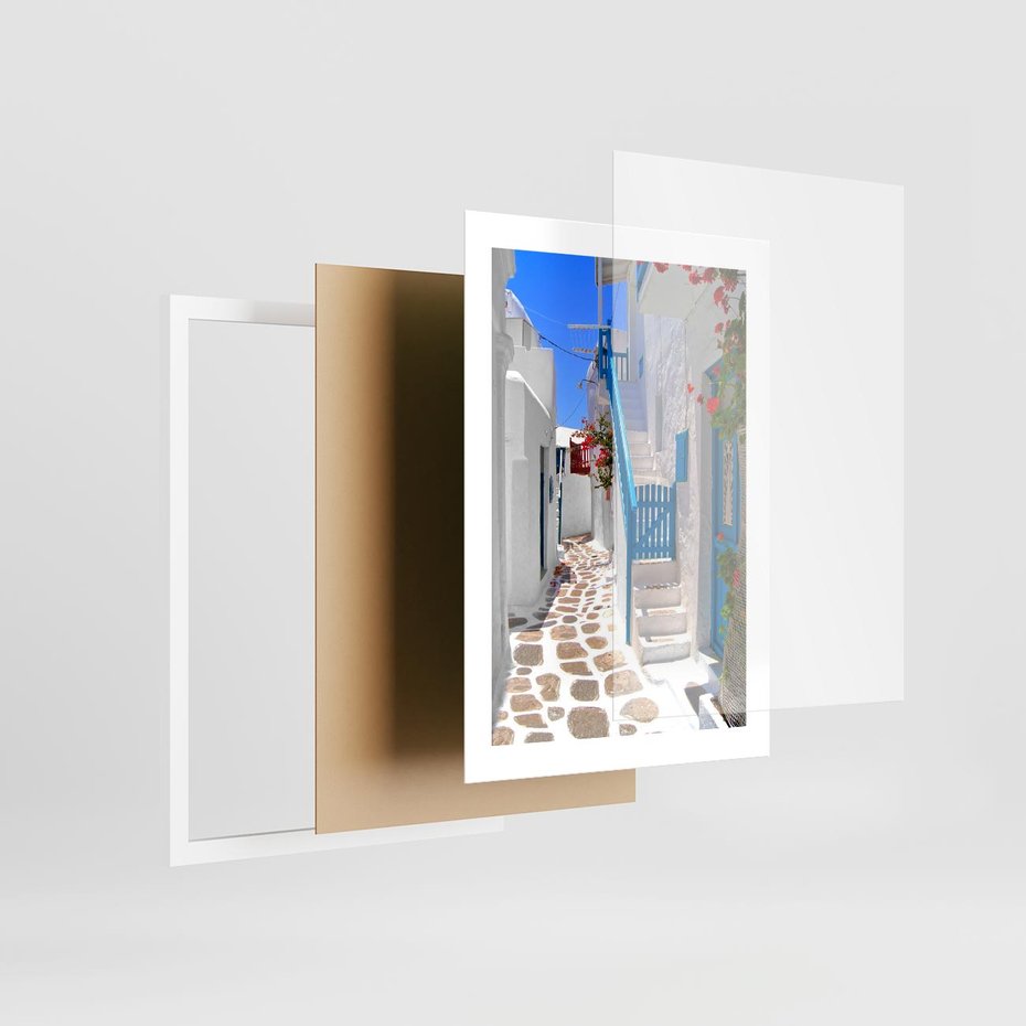 Plakat w ramie 30x40 - Santorini: urok Grecji - Santorini, Grecja - rama biała